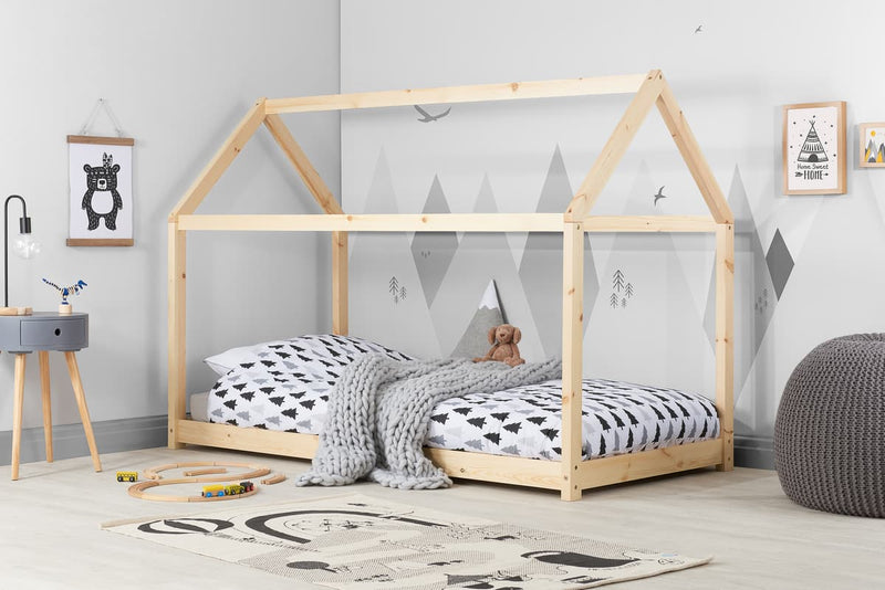 Kids Unique House Themed Wooden Bed Frame - 3FT Single In 3 Colours