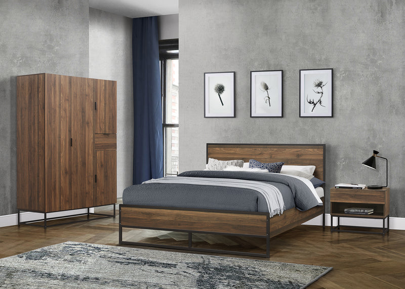 Sophisticated Houston Walnut Effect Bed Frame available in 4FT & 4FT6