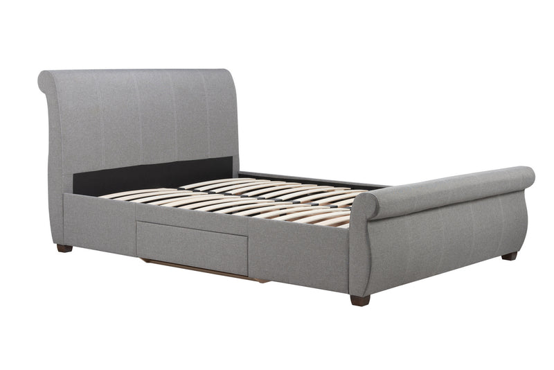 Sophisticated Sleigh Lancaster Grey Luxury Fabric Drawer Storage Bed Frame