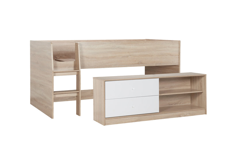 Beautiful Children's Oak & White Wooden Leyton Cabin Bed with Pull Out Drawers