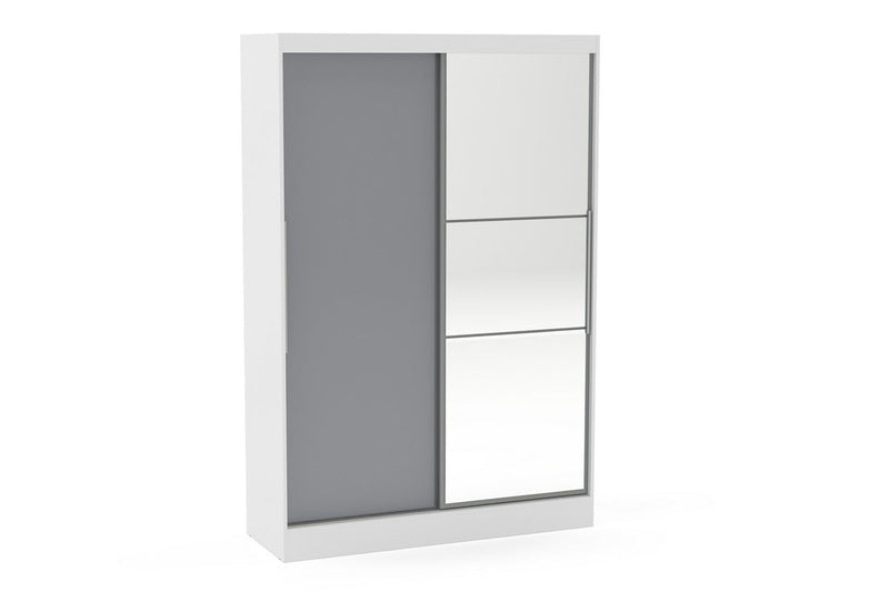 Modern 2 Door Sliding High-Gloss Wardrobe With Mirror Included