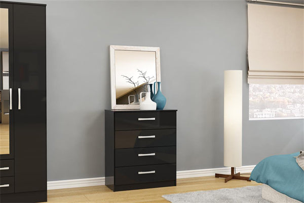 Lynx Modern 4 Drawer High-Gloss Chest of Drawers - In 5 Colours