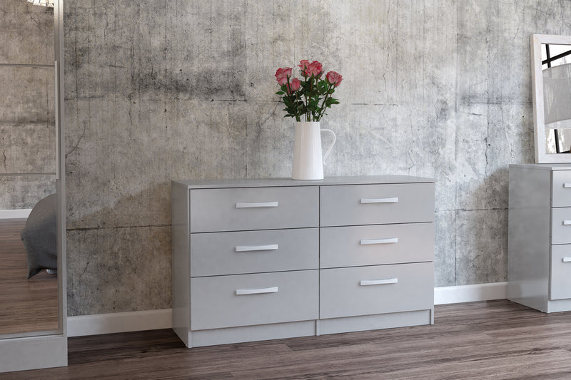Lynx Modern 6 Drawer High-Gloss Chest of Drawers - In 5 Colours
