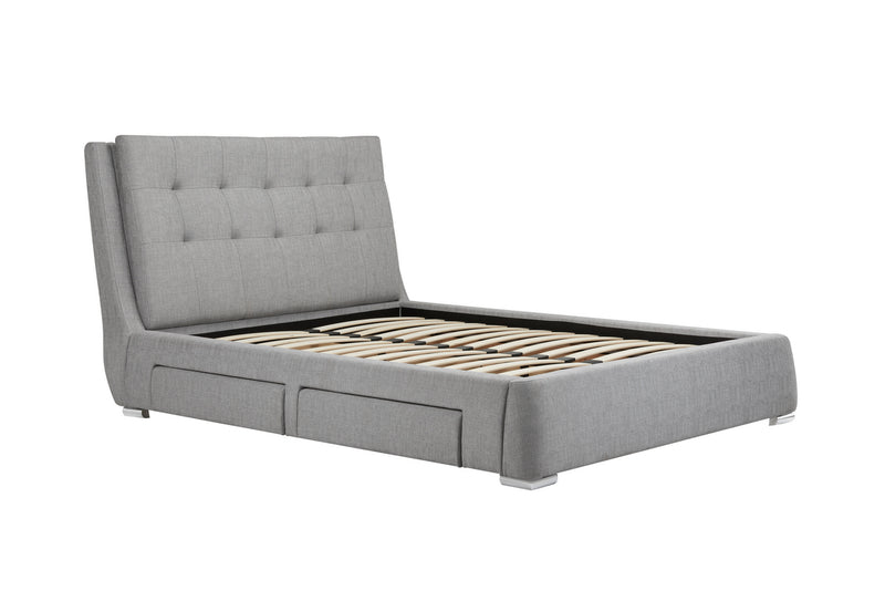 Luxury Mayfair Tufted Deep Buttoned Grey Fabric Drawer Storage Bed Frame