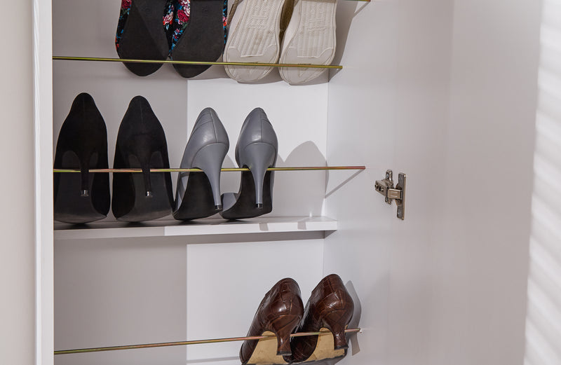Modern Mirrored Shoe Storage Cabinet - Fits up to 24 Pairs of Shoes