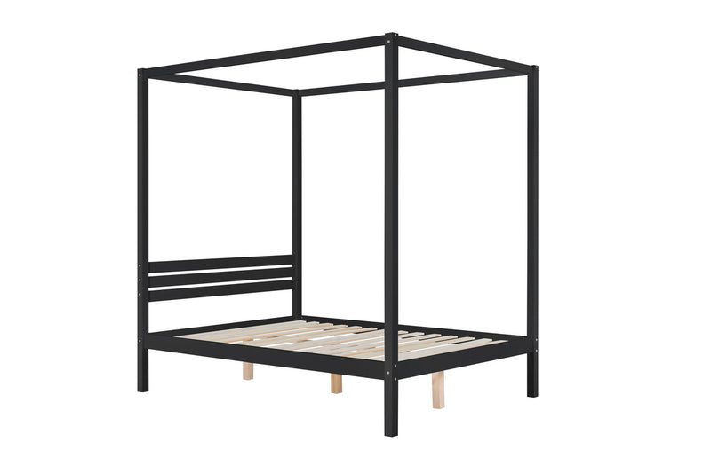 Stylish Mercia Low Four Poster Bed Frame available in 4FT6 & 5FT - Black or White
