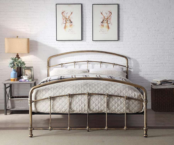 Stunning Mostyn Rose Gold or Antique Bronze Metal Pipe Bed Industrial Inspired Space Attic Metal Bed - 3ft 4ft6 5ft UK Sizes