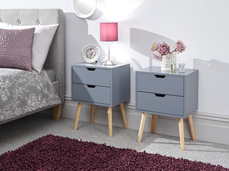 Nyborg Scandinavian Style Pair of Bedside Tables - In 7 Colours