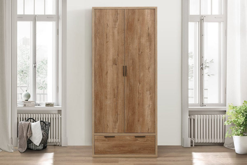 Classic Stockwell 2 OR 3 Door Wardrobe in a Rustic Oak Effect Finish