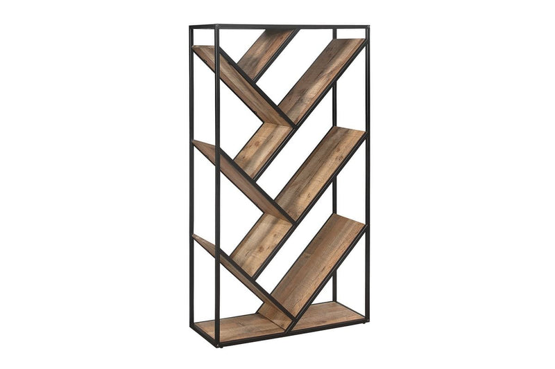 Modern Urban Diagonal Bookcase Industrial-effect Wooden Oak