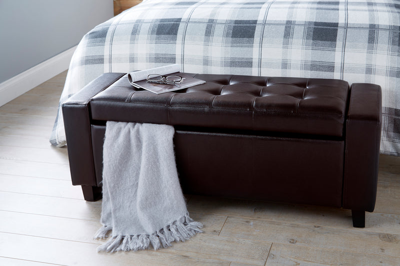Charming Verona Faux Leather Ottoman Storage Bench - In 3 Colours