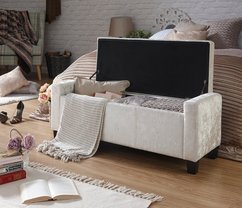 Charming Verona Crushed Velvet Fabric Ottoman Bench - In 2 Colours