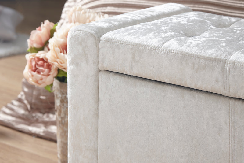 Charming Verona Crushed Velvet Fabric Ottoman Bench - In 2 Colours