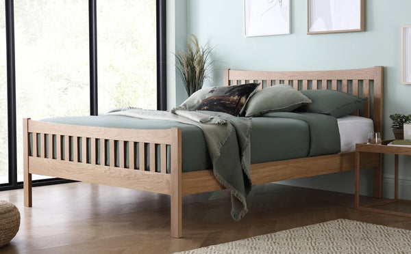 Elegant Solid Oak Bergamo Bed Frame available in 4FT6 & 5FT