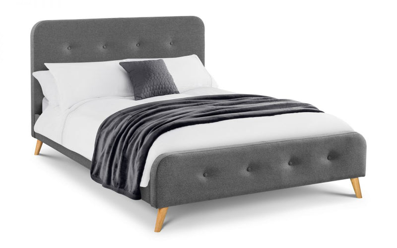 Classic Astrid Curved Retro Fabric Bed Frame available in 4FT6 & 5FT
