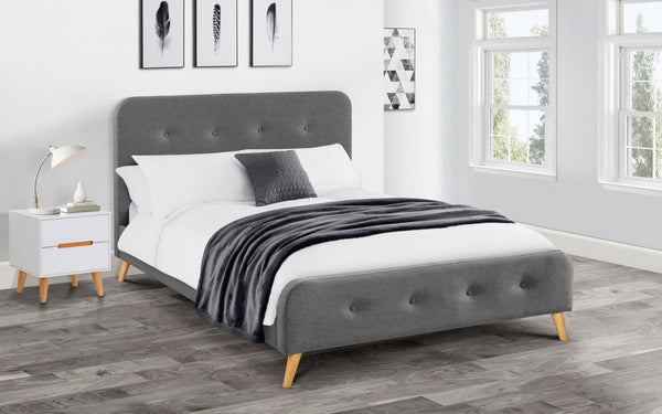 Classic Astrid Curved Retro Fabric Bed Frame available in 4FT6 & 5FT
