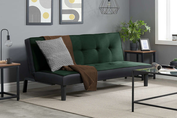 Contemporary Aurora Green Velvet Fabric Sofa Bed