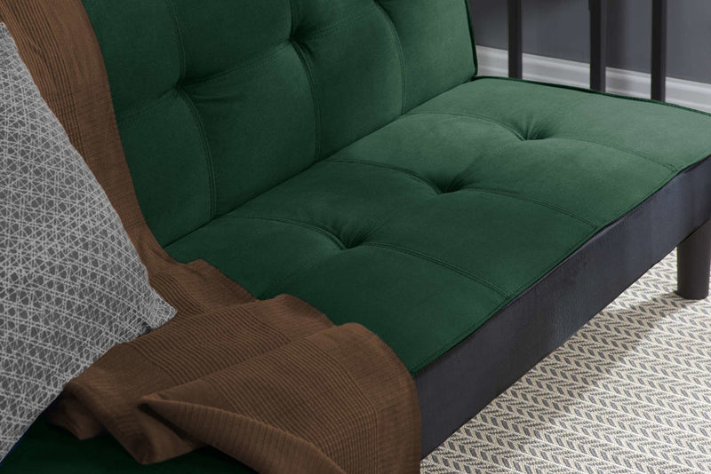 Contemporary Aurora Green Velvet Fabric Sofa Bed