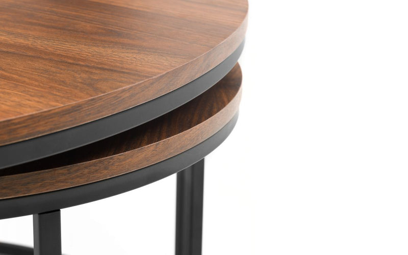 Stylish Bellini Round Nesting Coffee Tables available in Oak, Walnut & White Marble