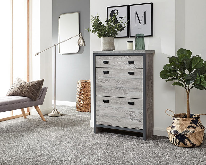 Urban-inspired Contemporary Grey 2 Tier 1 Drawer Shoe Cabinet