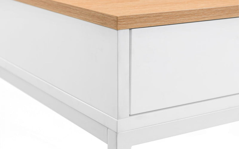 Sleek Stylish Two Drawer White High Gloss Lacquer California Desk