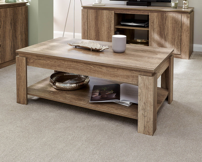 Stylish Canyon Oak Effect Luxury Coffee Table Living Room Furniture