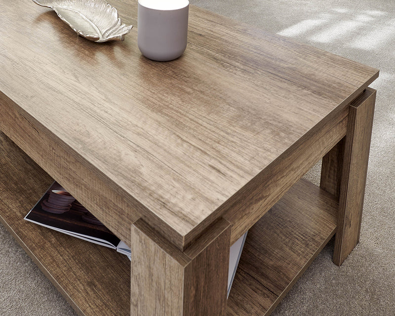 Stylish Canyon Oak Effect Luxury Coffee Table Living Room Furniture