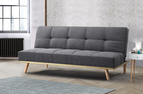 Scandinavian Style Snug Tufted Sofa Bed in Soft Grey Fabric