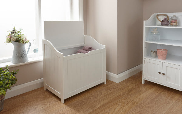 Colonial Tongue & Groove Wooden Bathroom Storage Hamper - In 2 Colours