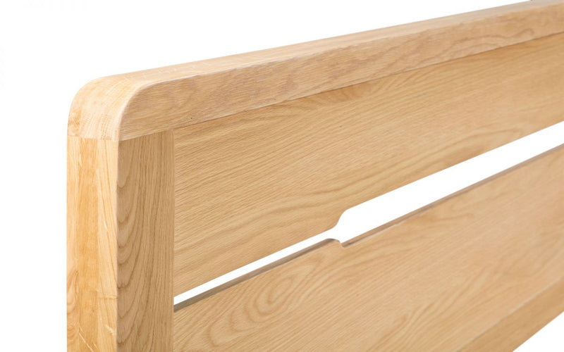 New Contemporary Curved Edge Solid White Oak Bed With Unique Recessed Headboard