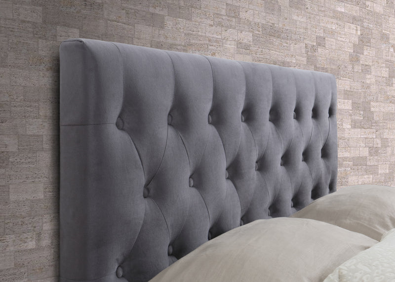 NEW Contemporary Grey Fabric or Steel Crushed Velvet Bedframe