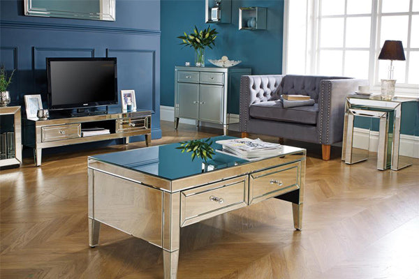 Glamorous Valencia Mirror Finished Livingroom Furniture Range