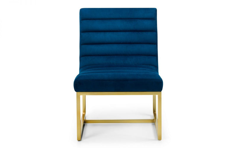 Luxurious Bellagio Chair Upholstered In Blue Velvet Fabric