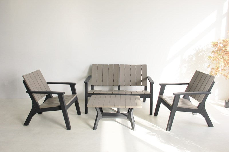 New 4 Seat Black & Grey Lounge Outdoor Garden Sofa Set