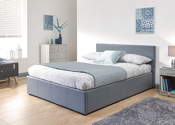 Modern Grey Faux Leather End Lift Ottoman Bed 3ft 4ft 4ft6 5ft Mattress Options