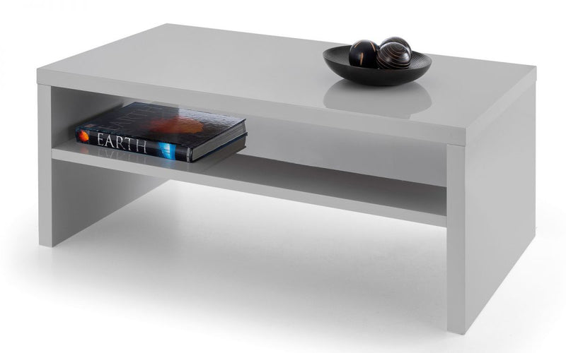 New Modern Sleek Grey High Gloss Coffee Table With a Practical Shelf