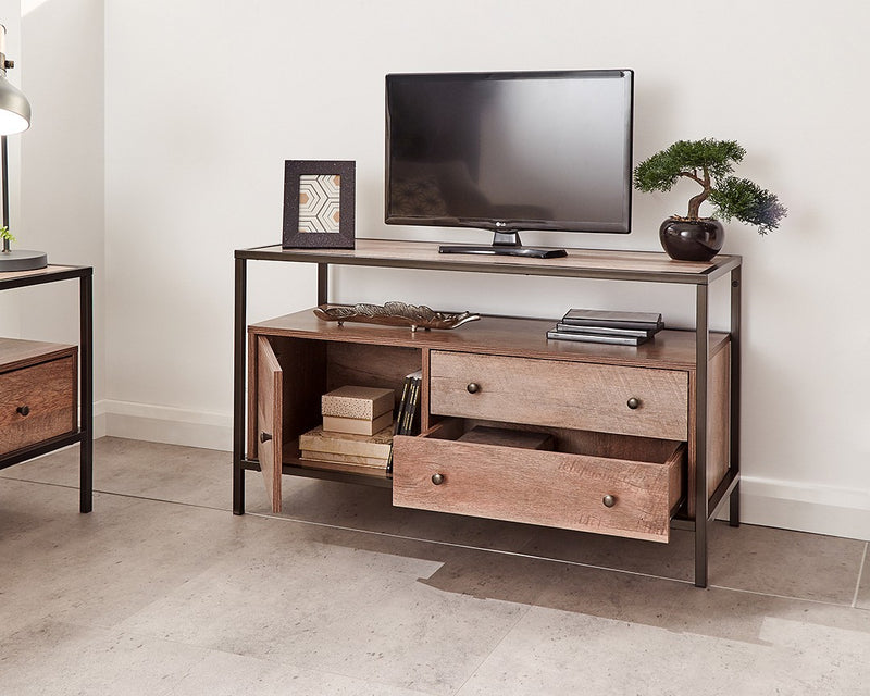 Mango-wood Inspired Range Bronze Effect Metal Frame Industrial Living Room Set