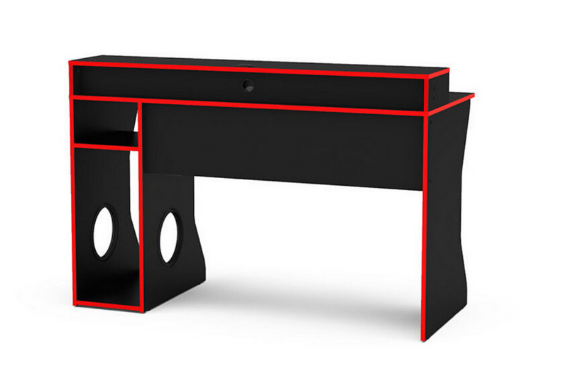 NEW Gaming Desk Black with Red Trim Modern Storage Space Console Space Large