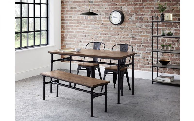Industrial Carnegie Dining Table with Chair & Bench Options