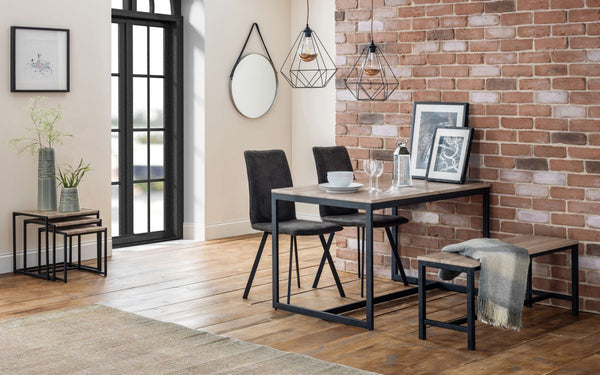 New Tribeca Industrial Wood and Metal Dining Table With Chair & Bench Options