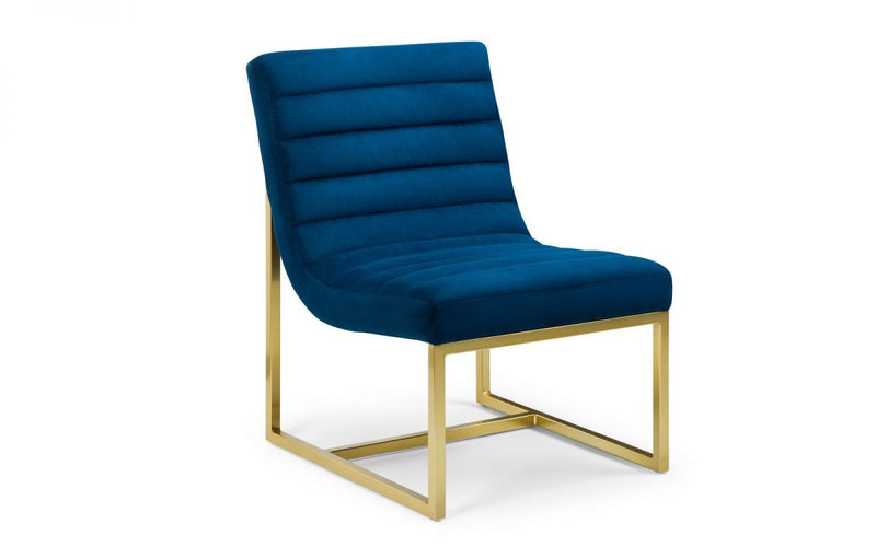 Luxurious Bellagio Chair Upholstered In Blue Velvet Fabric