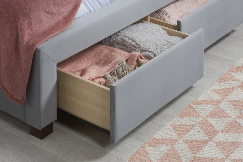 Luxurious Woodbury Tufted Grey Velvet Fabric Drawer Storage Bed Frame