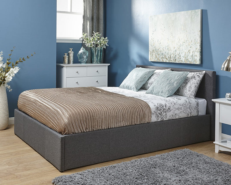 Istanbul Grey Fabric Side Lift Ottoman Storage Bed 4 Sizes Available