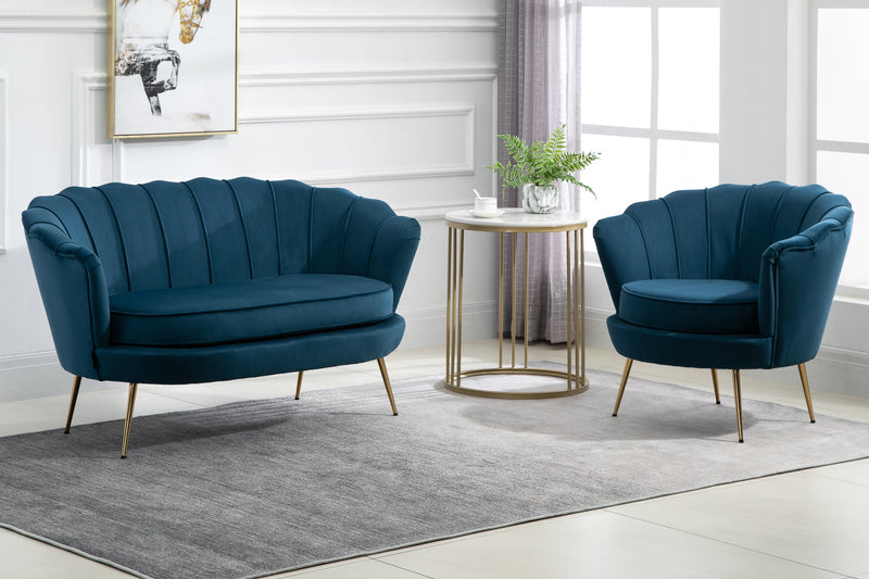 Retro Hollywood Glamour Ariel 2 Seater Sofa & Armchair available in Blue & Coral