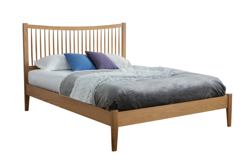 Traditional Berwick Solid Oak Spindled Headboard Wooden Bed Frame