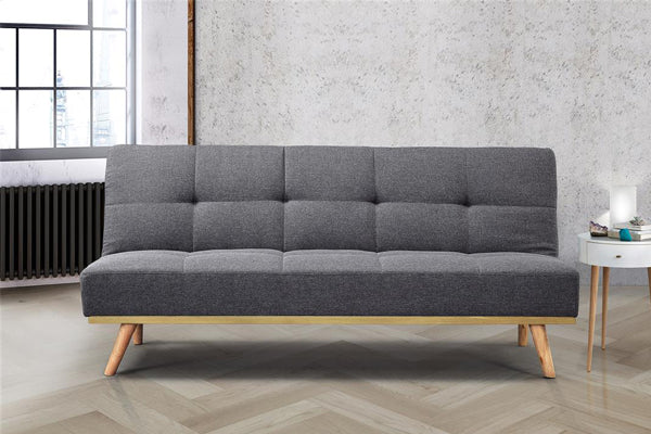 Scandinavian Style Snug Tufted Sofa Bed in Soft Grey Fabric