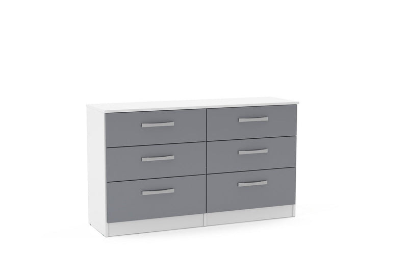 New Sleek Modern Lynx Bedroom Furniture Range In White & Grey High Gloss