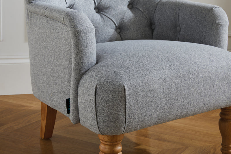 The Elegant Button Back Occasional Padstow Armchair - Available in Grey & Wheat