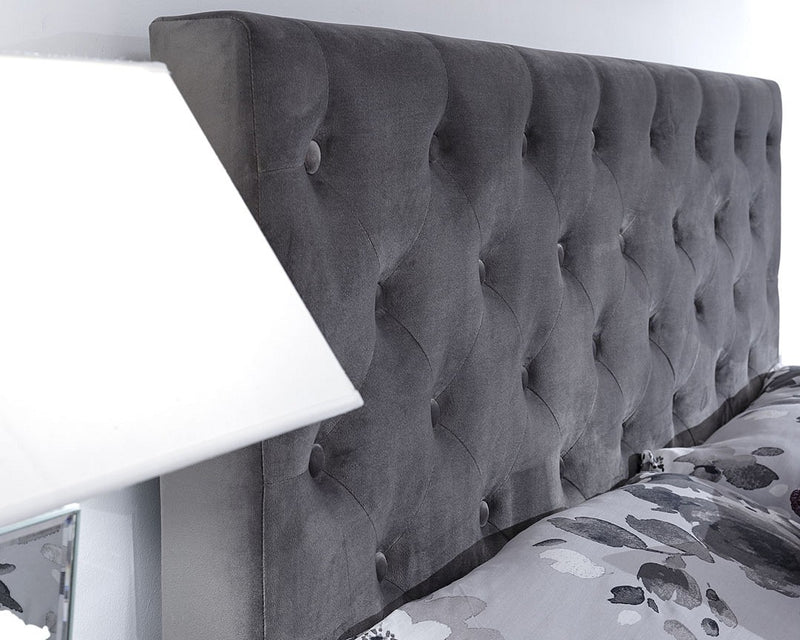 Sundance Grey Stunning Fabric Ottoman Bed Raised Storage 4ft6 Double 5ft King