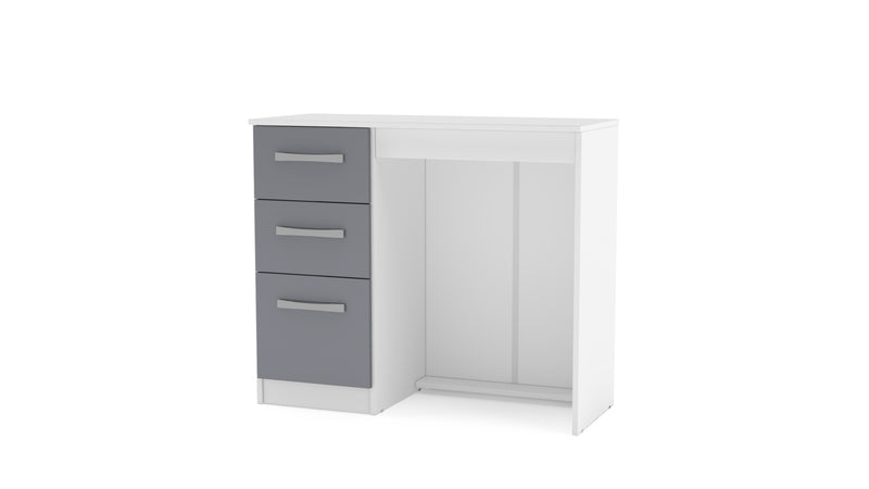New Modern 3 Drawer Office Desk In White & Grey High Gloss Finish
